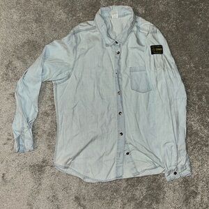Light Blue Denim Button Down Zumba Shirt